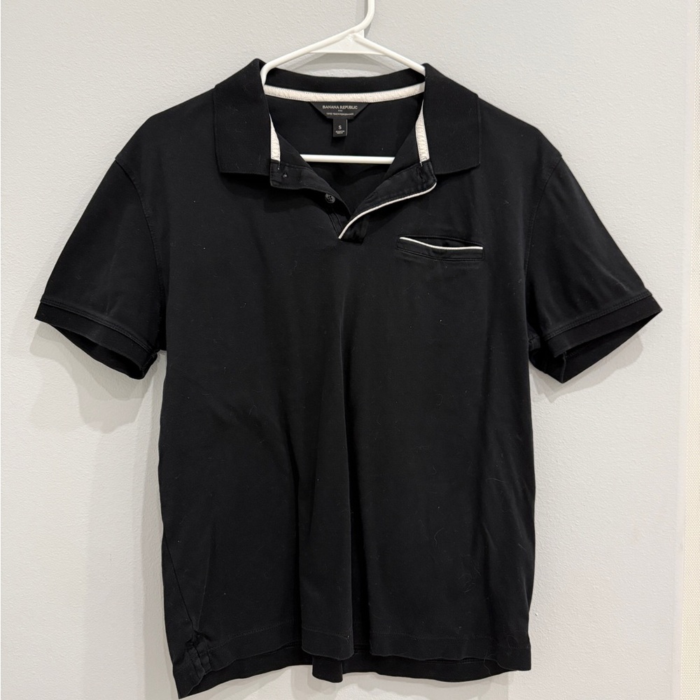 Banana Republic Black Polo Shirt with White Trim